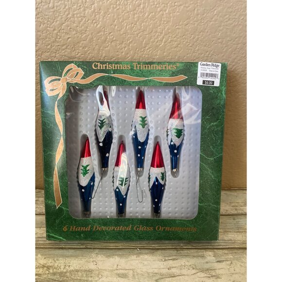 Set of 2 Vintage Bradford Christmas Trimmeries Glass Icicle Ornaments in Box - Picture 3 of 11